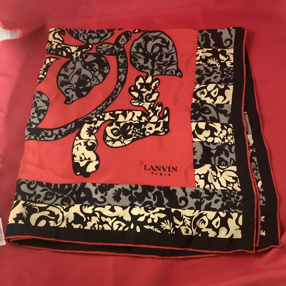 Red and black Lanvin Paris scarf